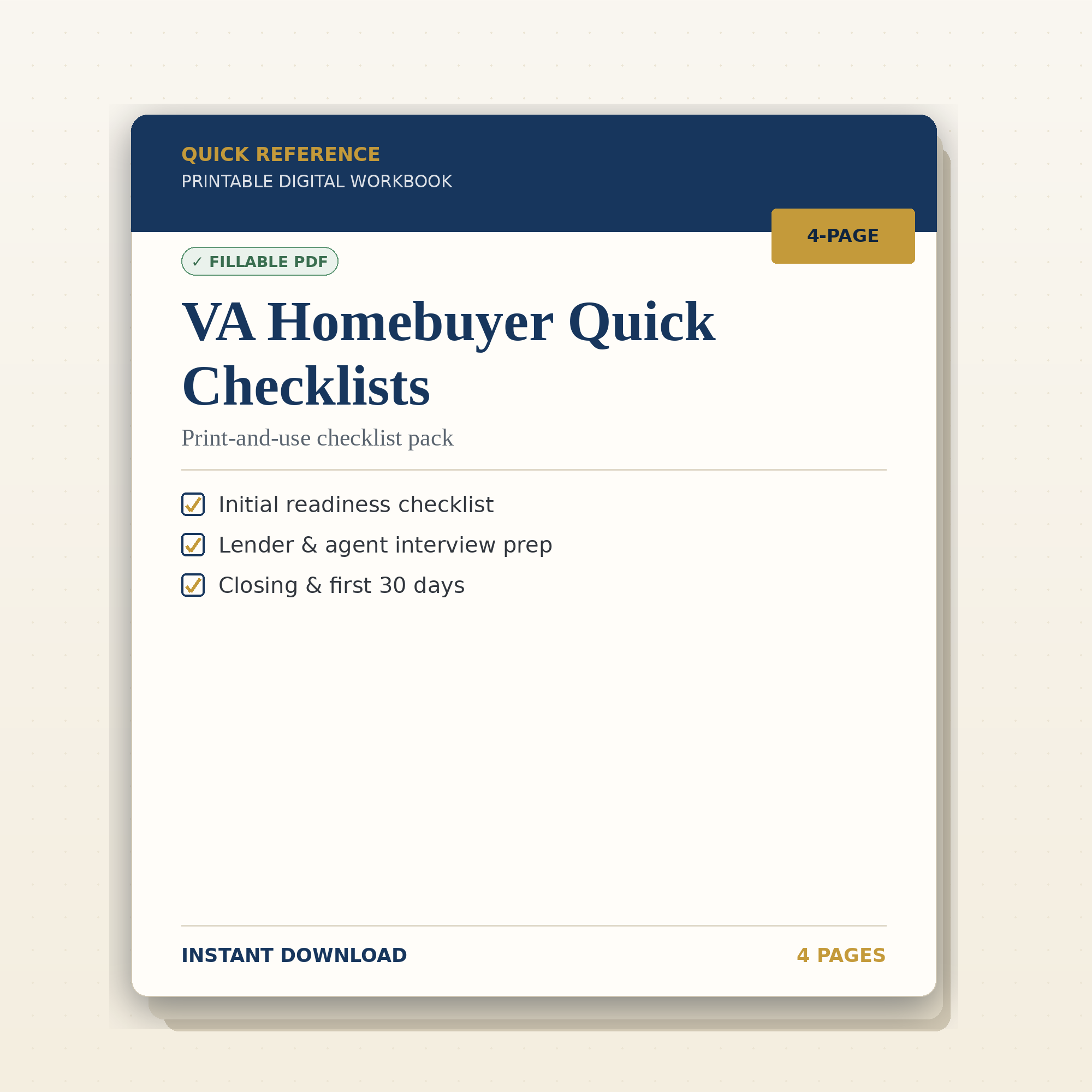VA Homebuyer Quick Checklists cover